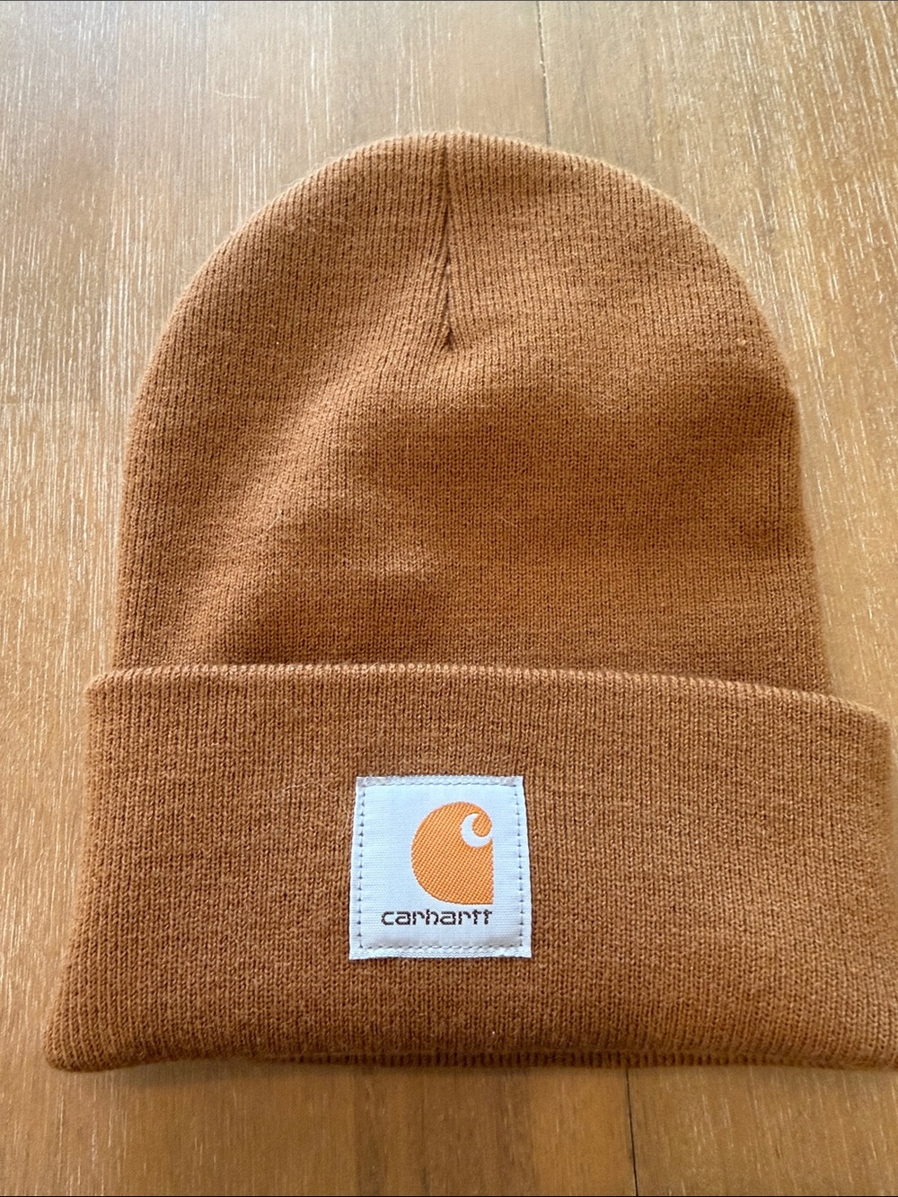 Carhartt Brown Cuffed Knit Beanie with Logo Patch